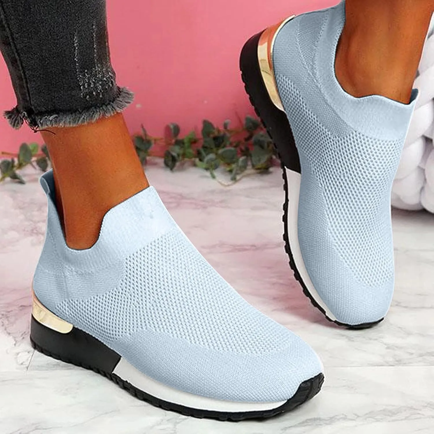 Women Slip On Trainers, Casual Work Running Sneakers Orthopedic Shoes for Women Summer Sport Breathable Shoe