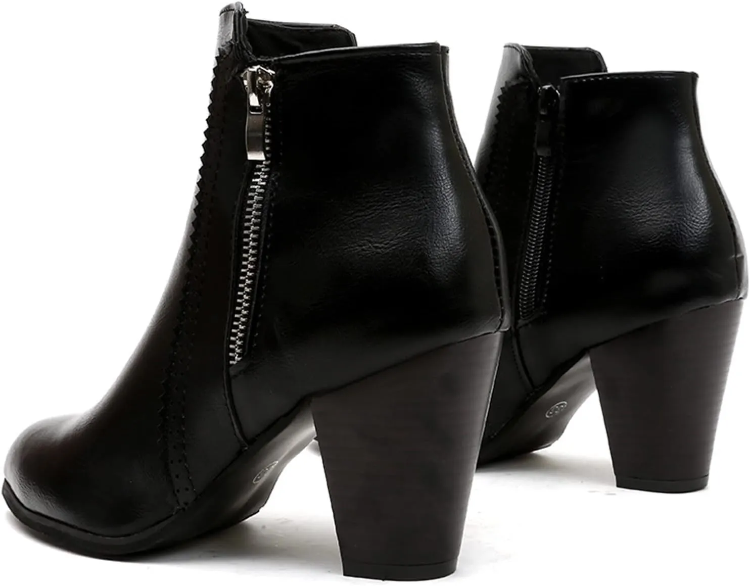 Women's Ankle Boots Pointed Toe Chunky Stacked Heel Short Booties Side Zipper Vintage Leather Boots Shoes