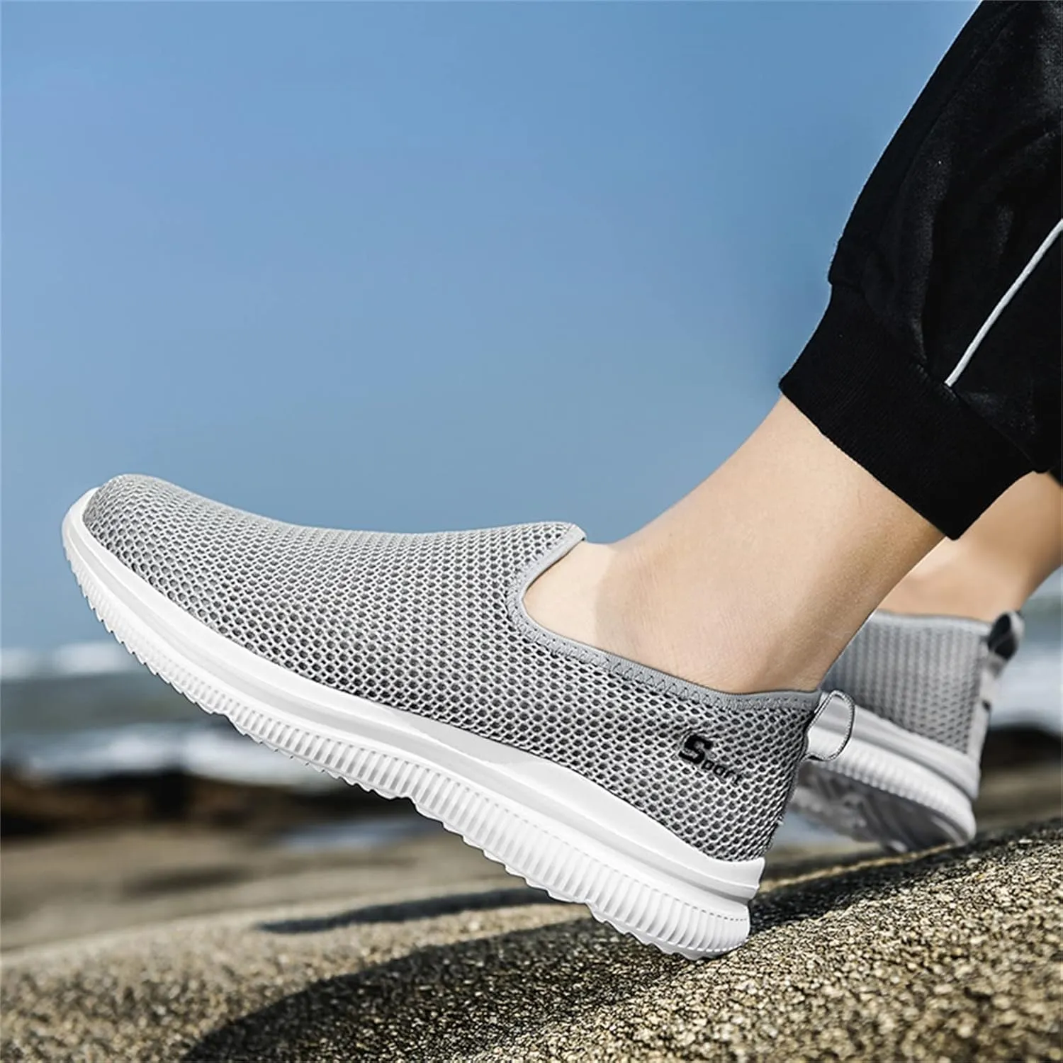 Women's Athletic Walking Shoes Slip On Casual Mesh Womens Tennis Shoes Fashion Black Casual Shoes Women Shoes Sneakers Steel Toe Tennis Shoe White Loafers