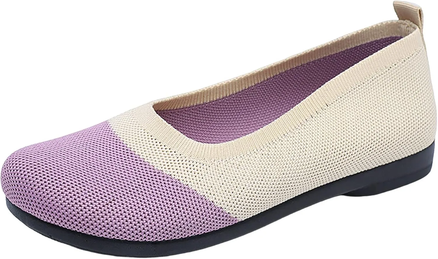 Women's Breathable Mesh Surface Shallow Mouth Mom's Shoes Round Toe Flat Bottom Women's Air 1 Shadow Casual Shoes (Purple, 7)
