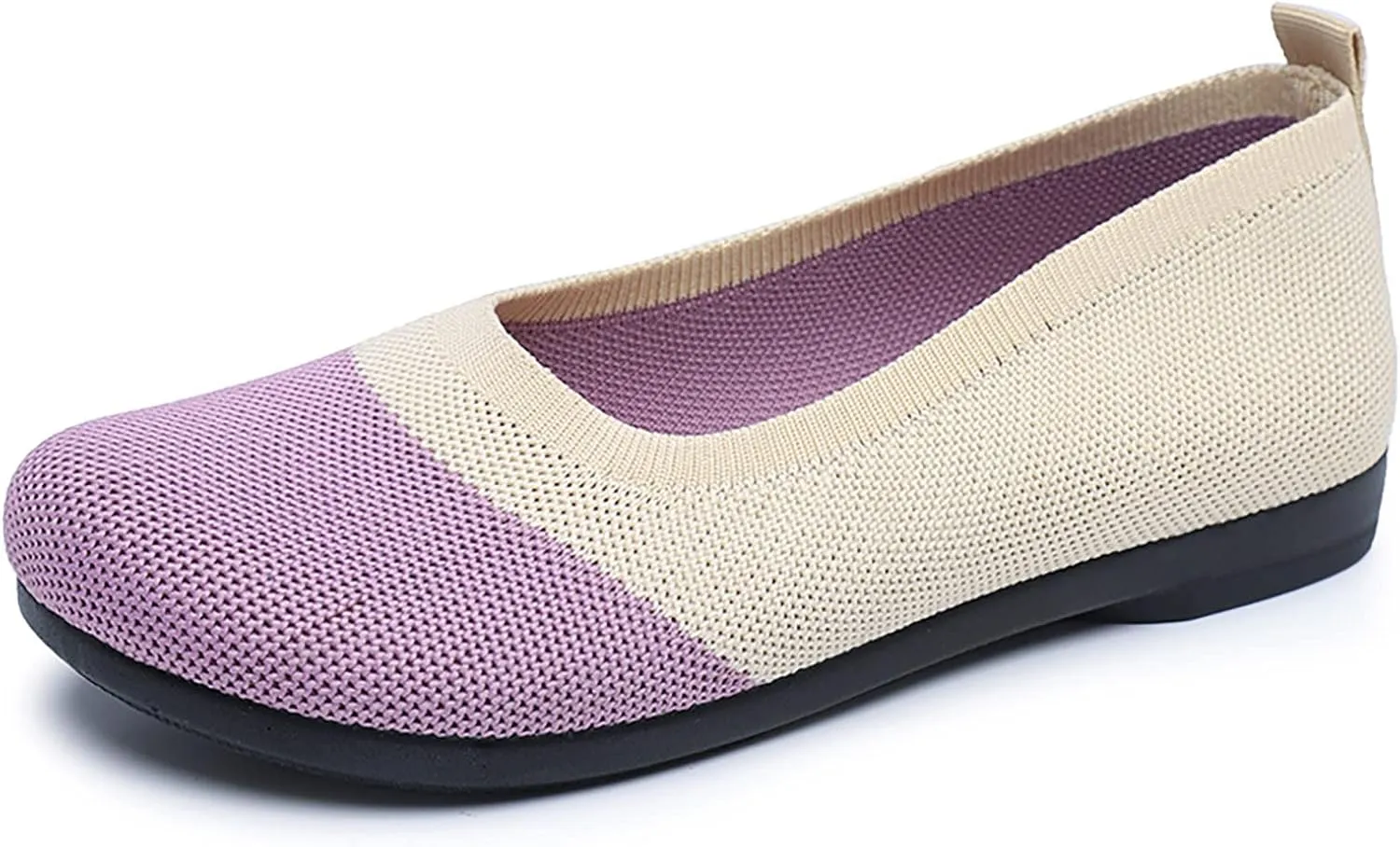 Women's Breathable Mesh Surface Shallow Mouth Mom's Shoes Round Toe Flat Bottom Women's Air 1 Shadow Casual Shoes (Purple, 7)