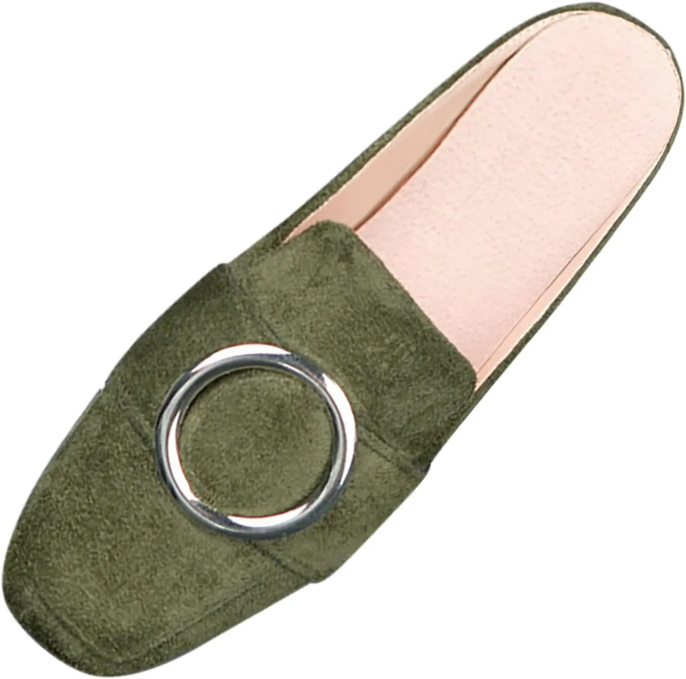 Women's Buckle Mules Suede Flat Loafers Comfort Dressy Work Flats Close Toed Office Shoes Slip On Leather Shoes