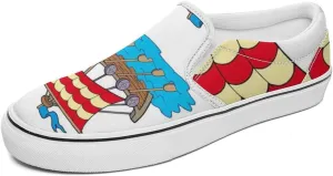 Women's Fashion Slip Ons Sneakers, Casual Canvas Low-Top Walking Shoes, 3D Printed Unique Viking Symbol Comfortable Breathable Street Flats