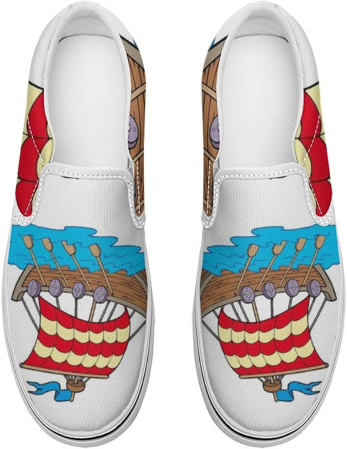 Women's Fashion Slip Ons Sneakers, Casual Canvas Low-Top Walking Shoes, 3D Printed Unique Viking Symbol Comfortable Breathable Street Flats