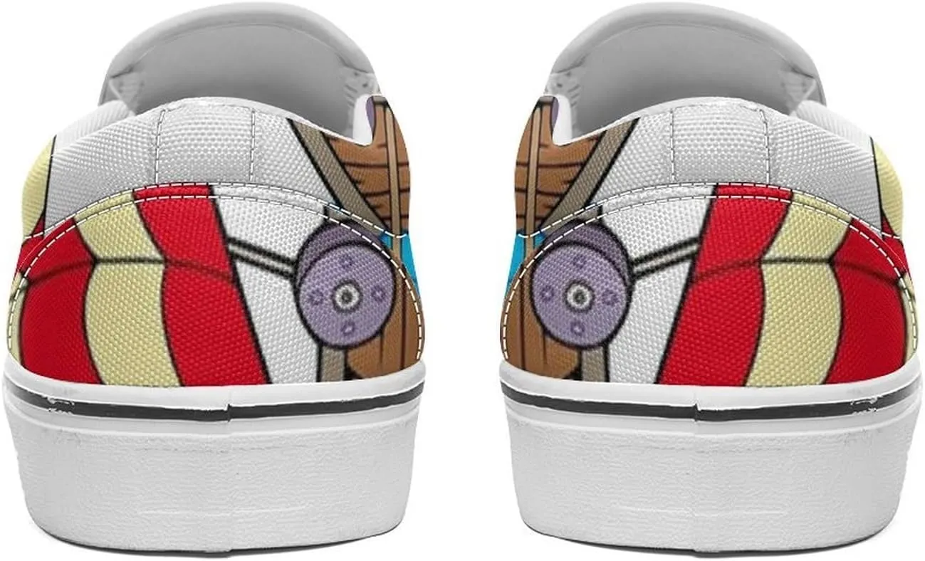Women's Fashion Slip Ons Sneakers, Casual Canvas Low-Top Walking Shoes, 3D Printed Unique Viking Symbol Comfortable Breathable Street Flats