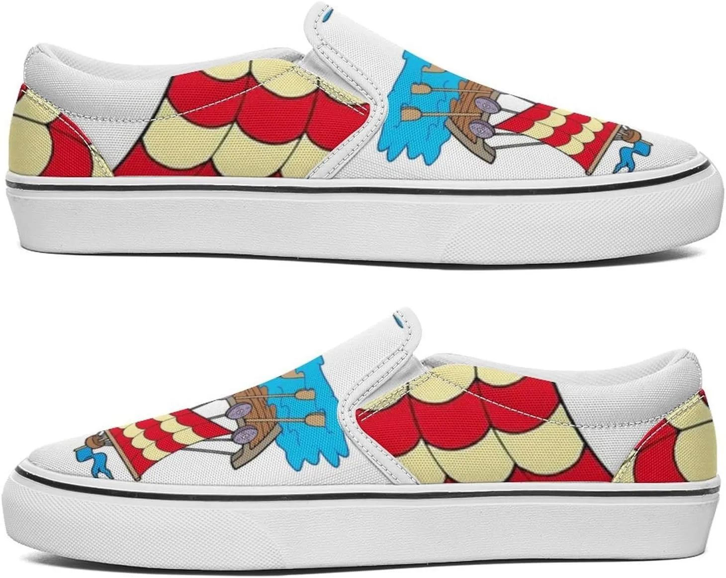Women's Fashion Slip Ons Sneakers, Casual Canvas Low-Top Walking Shoes, 3D Printed Unique Viking Symbol Comfortable Breathable Street Flats