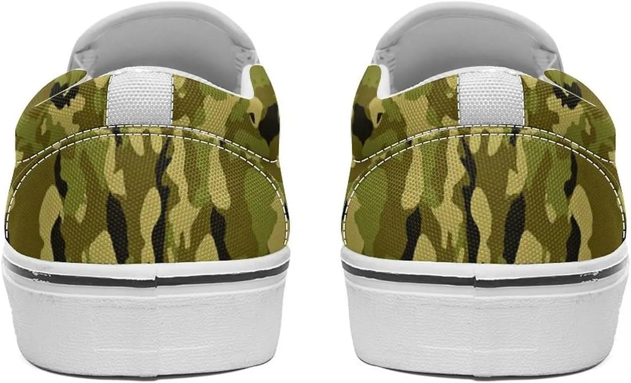 Women's Fashion Slip Ons Sneakers, Casual Canvas Low-Top Walking Shoes, 3D Printed Unique Viking Symbol Comfortable Breathable Street Flats