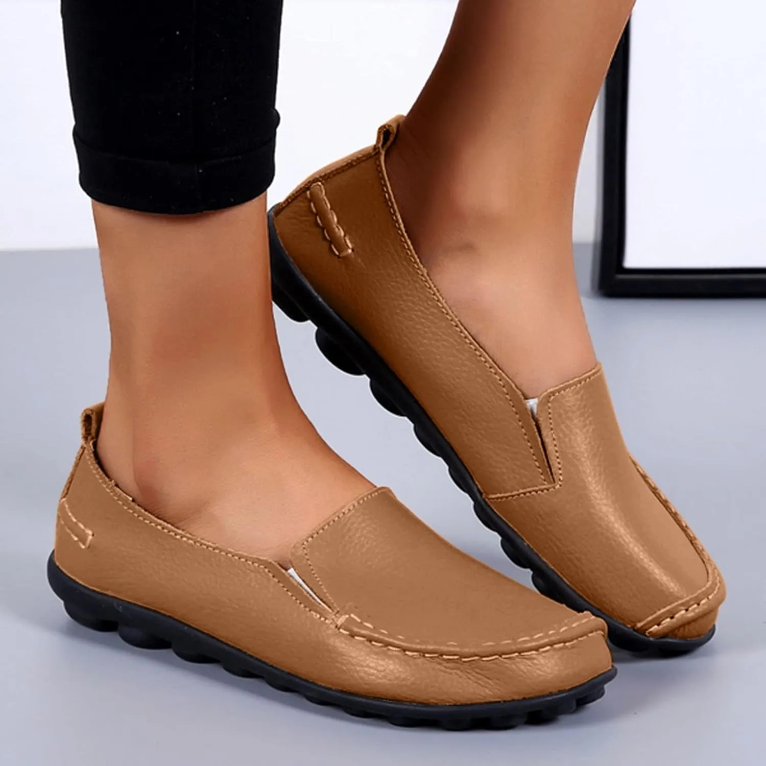 Women's Flats Shoes Slip On Work Shoes Comfort Walking Shoes Lightweight Comfort Penny Loafers Classic Wide Flats