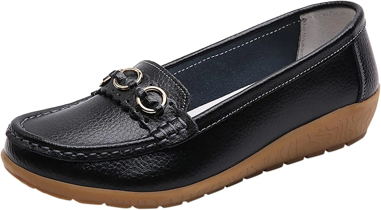 Womens Loafers Comfortable Dressy Leather Penny Loafers Slip On Walking Shoes Soft Driving Loafers Orthopedic Shoes
