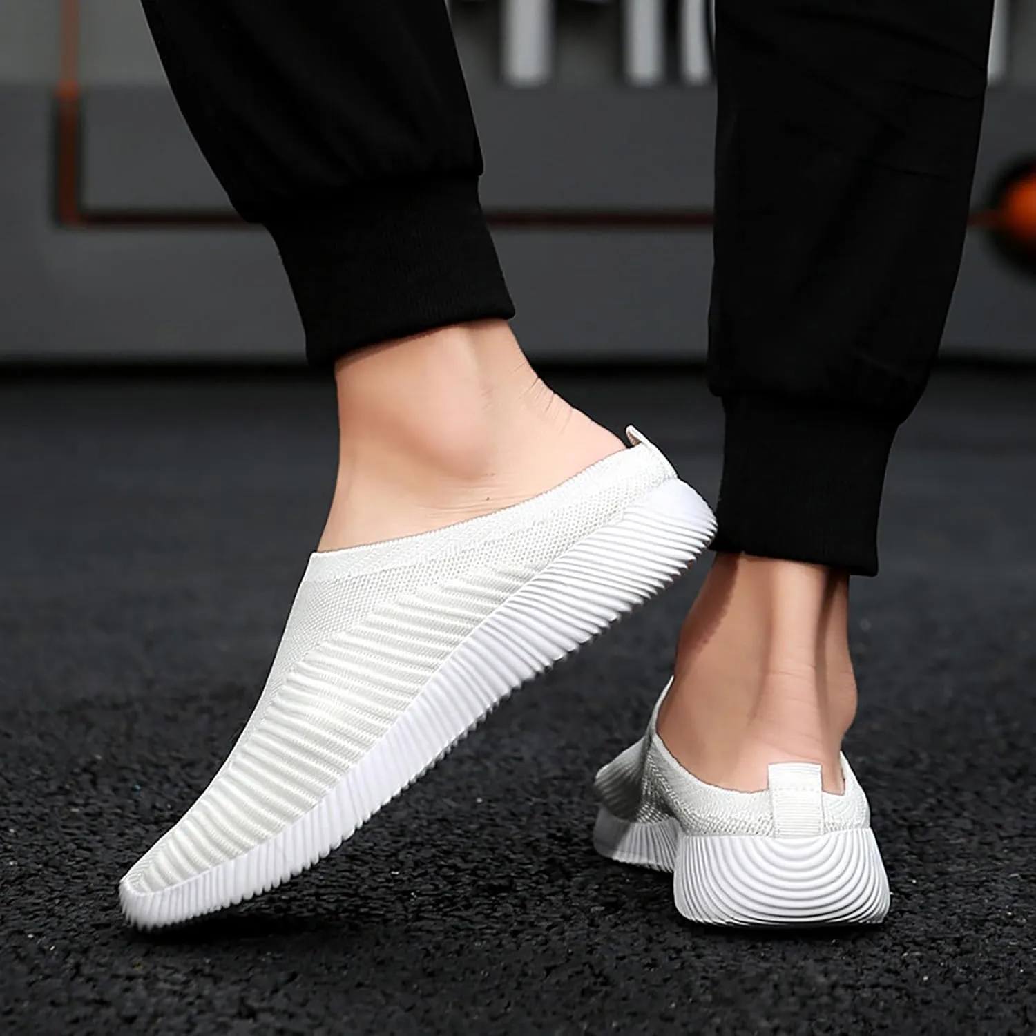 Womens Mules Shoes Slip on Trainers Ladies Wide Fit Walking Breathable Sneaker Ladies Mule Slippers