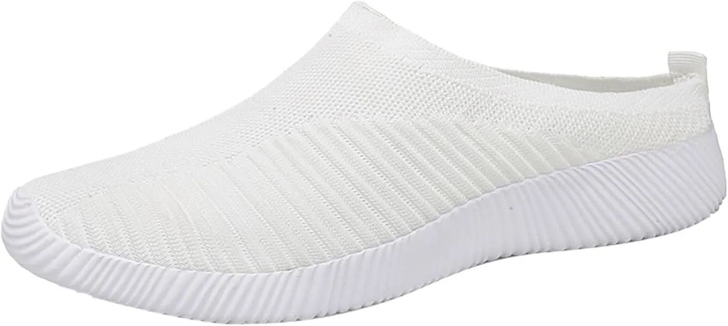 Womens Mules Shoes Slip on Trainers Ladies Wide Fit Walking Breathable Sneaker Ladies Mule Slippers