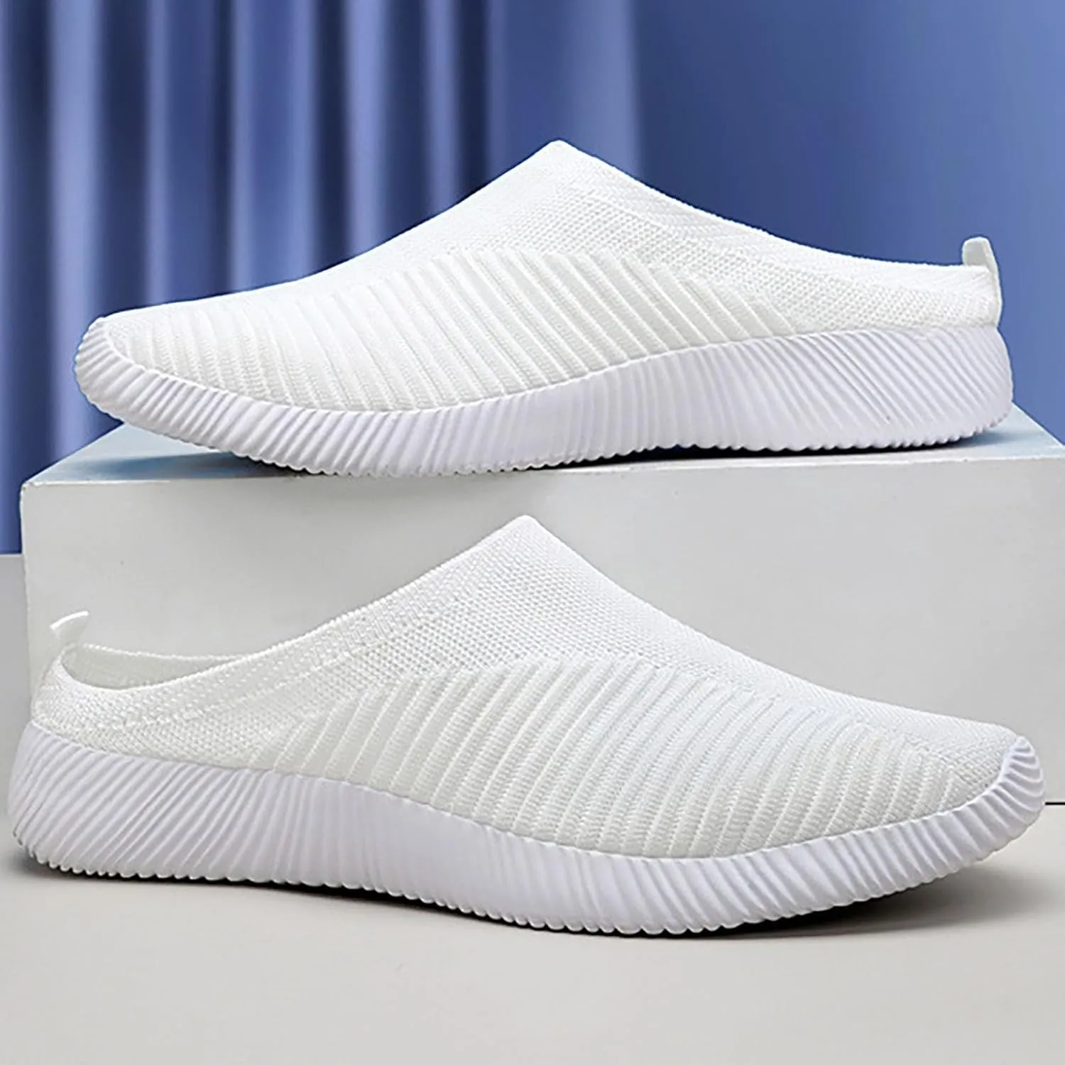 Womens Mules Shoes Slip on Trainers Ladies Wide Fit Walking Breathable Sneaker Ladies Mule Slippers