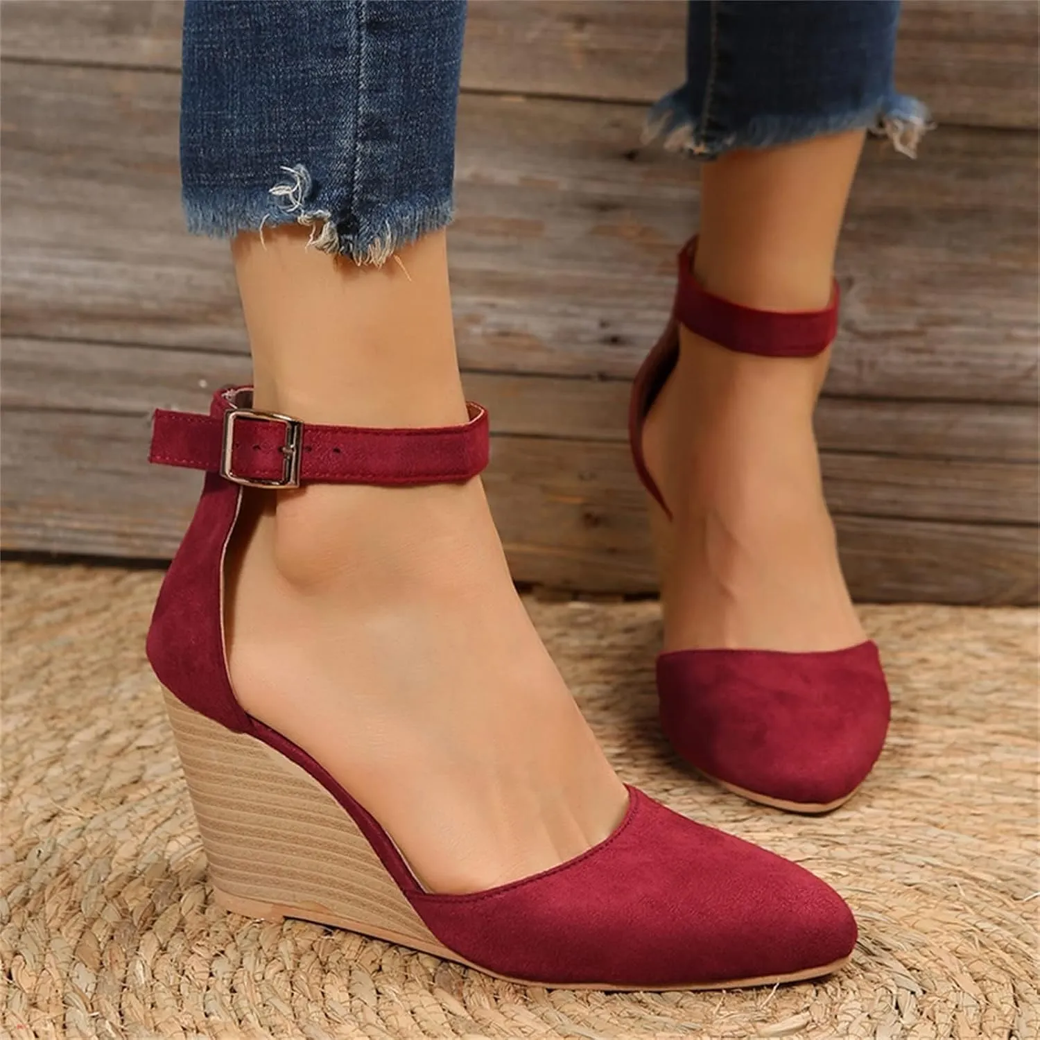 Womens Wedge Shoes Closed Toe Ankle Strap Espadrilles Dressy Casual High Heels Comfortable Platform Sandals