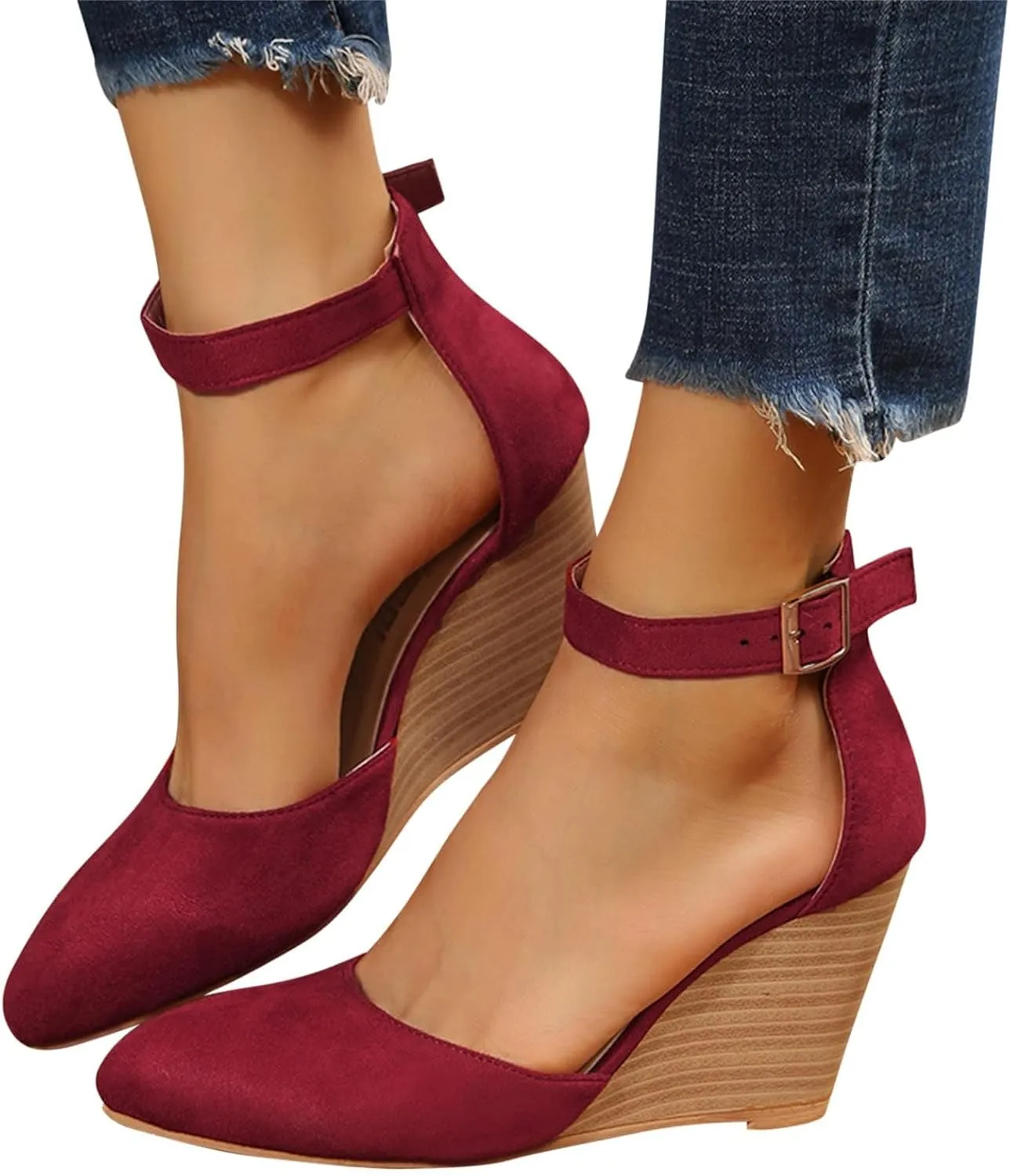 Womens Wedge Shoes Closed Toe Ankle Strap Espadrilles Dressy Casual High Heels Comfortable Platform Sandals