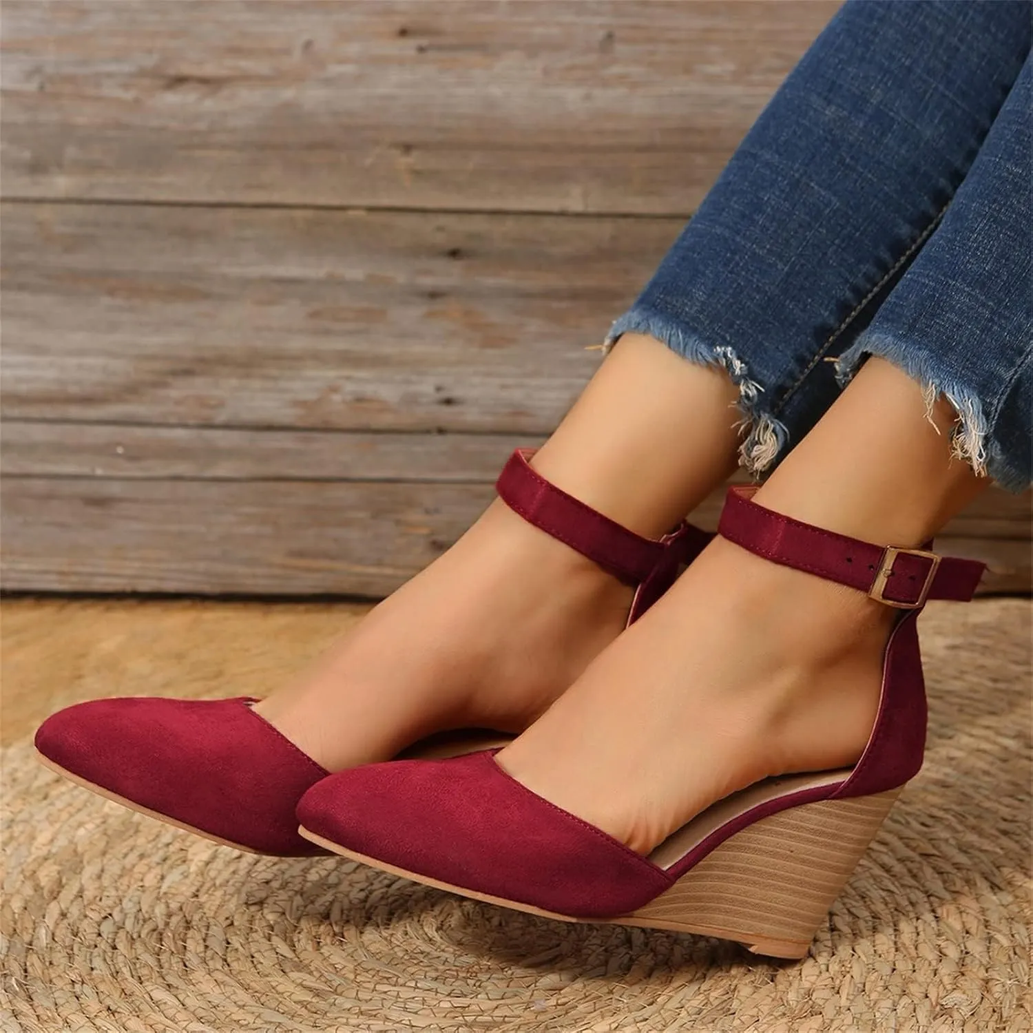 Womens Wedge Shoes Closed Toe Ankle Strap Espadrilles Dressy Casual High Heels Comfortable Platform Sandals