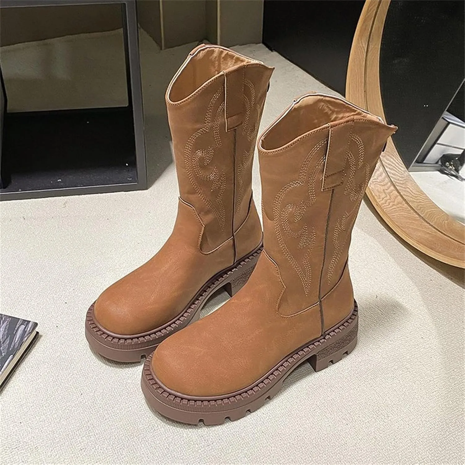 Womens Zip Up Winter Boots Winter Ankle Boots for Women Wide Width Flat Ankle Boots Women Plus Size Ankle Boots Extra Wide Calf Women's Leather Booties Ankle Boot Women No Heel