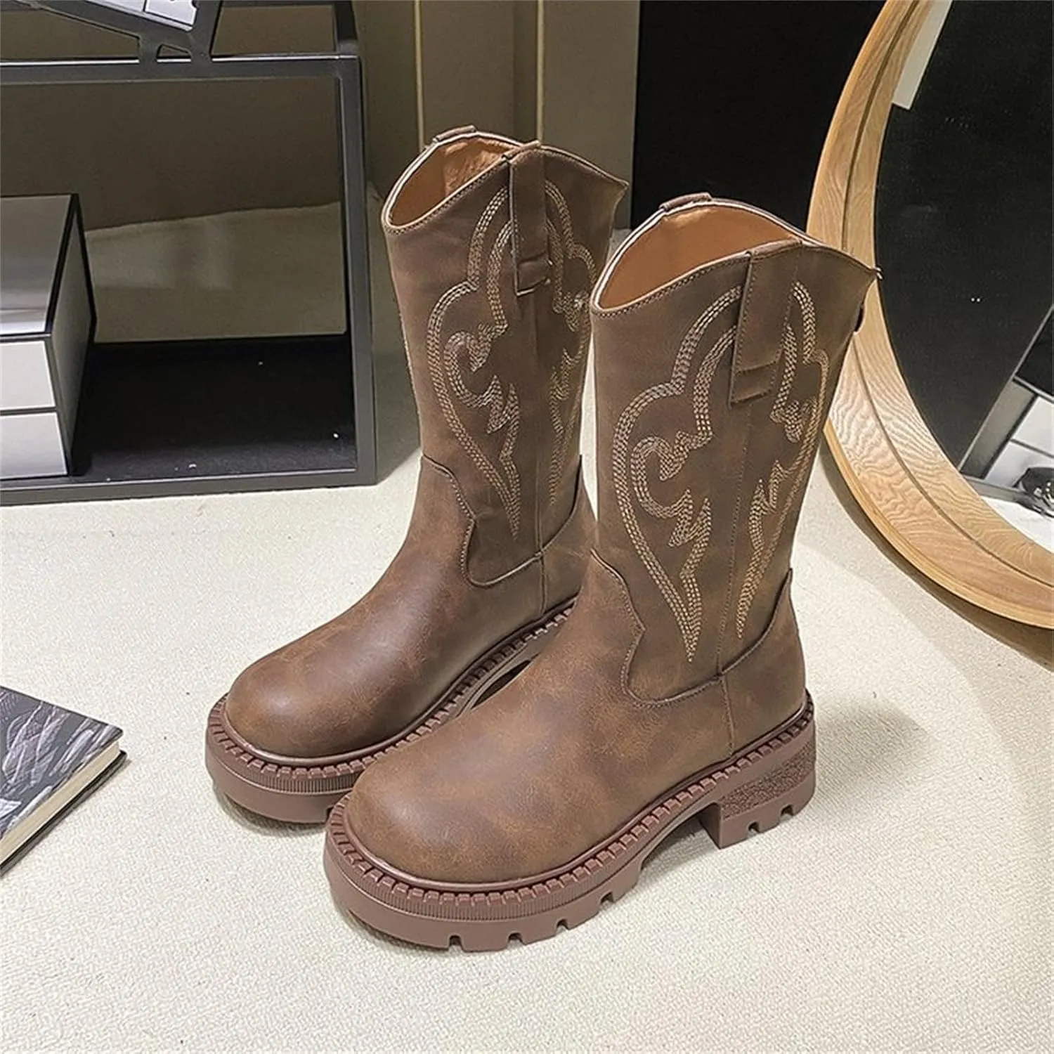 Womens Zip Up Winter Boots Winter Ankle Boots for Women Wide Width Flat Ankle Boots Women Plus Size Ankle Boots Extra Wide Calf Women's Leather Booties Ankle Boot Women No Heel