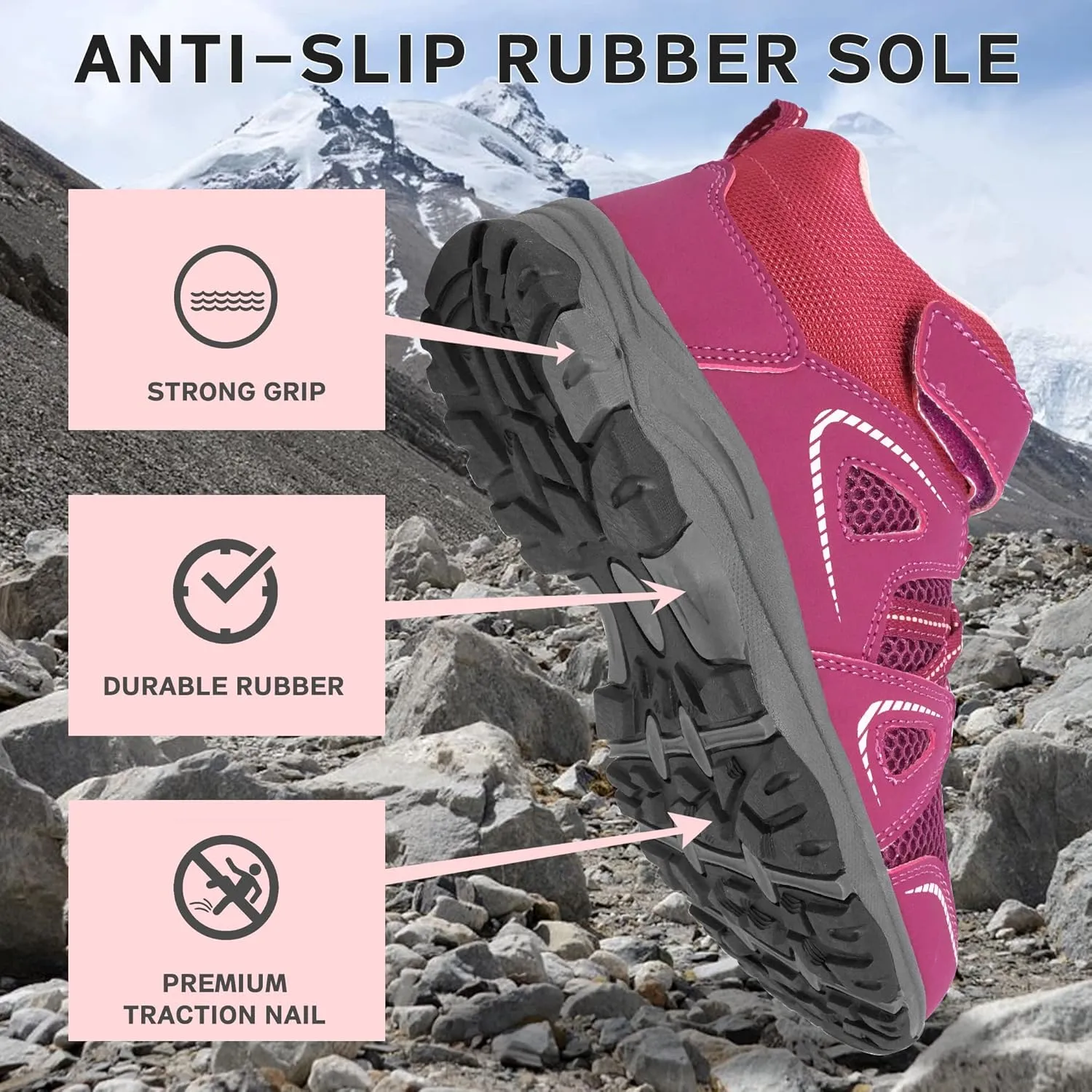YESKIS Kids Trail Running Shoes Boys Hiking Shoes Girls Hiking Boots Tennis Outdoor Slip Resistant Comfortable Sneakers Little Big Kid