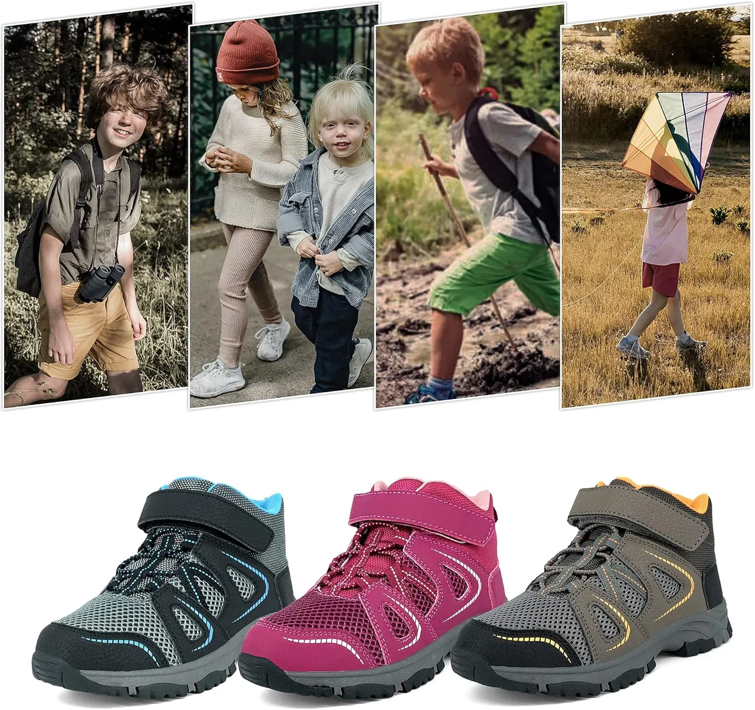 YESKIS Kids Trail Running Shoes Boys Hiking Shoes Girls Hiking Boots Tennis Outdoor Slip Resistant Comfortable Sneakers Little Big Kid