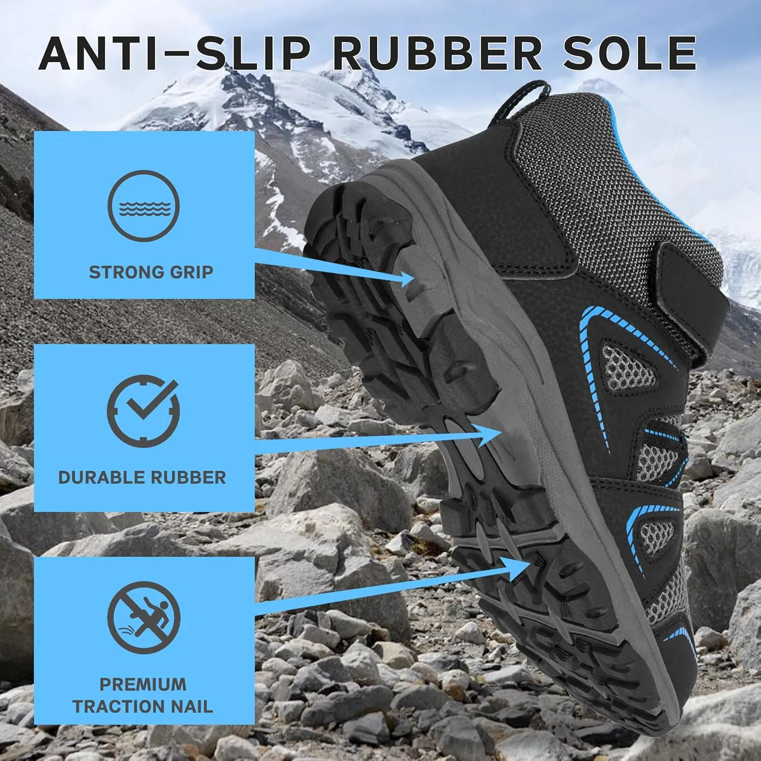 YESKIS Kids Trail Running Shoes Boys Hiking Shoes Girls Hiking Boots Tennis Outdoor Slip Resistant Comfortable Sneakers Little Big Kid