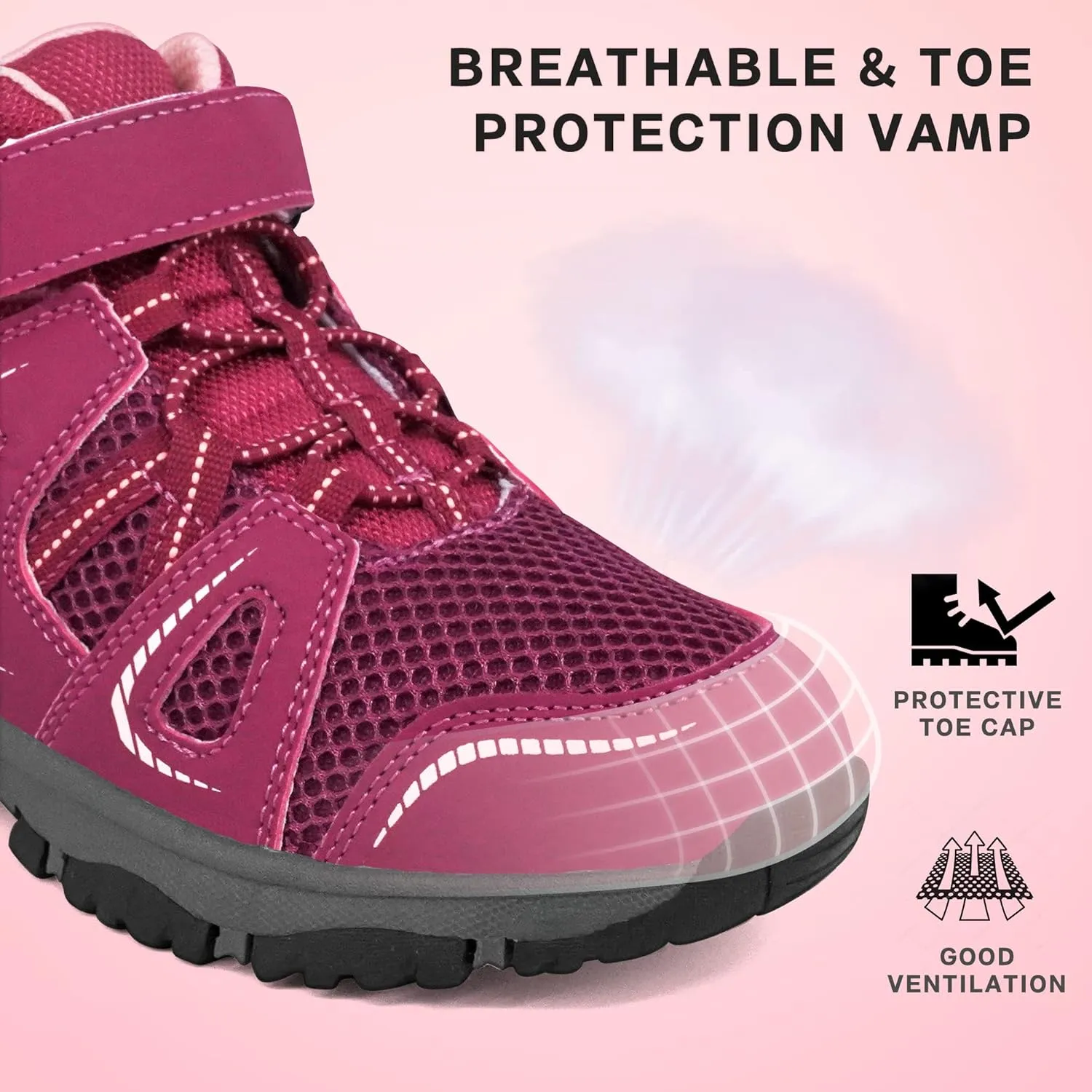 YESKIS Kids Trail Running Shoes Boys Hiking Shoes Girls Hiking Boots Tennis Outdoor Slip Resistant Comfortable Sneakers Little Big Kid