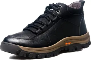 Yiozoi Men's Warm Ankle Boots Can Be Worn Outdoors in Winter. Daily Wear High Top Work Leather Shoes Lace up Men's Casual Snow Boots
