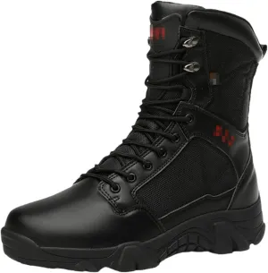 ZINERLIK Men's Tactical Boots High Top Hiking Shoes Lace Up Mountain Waterproof Military Boots Platform